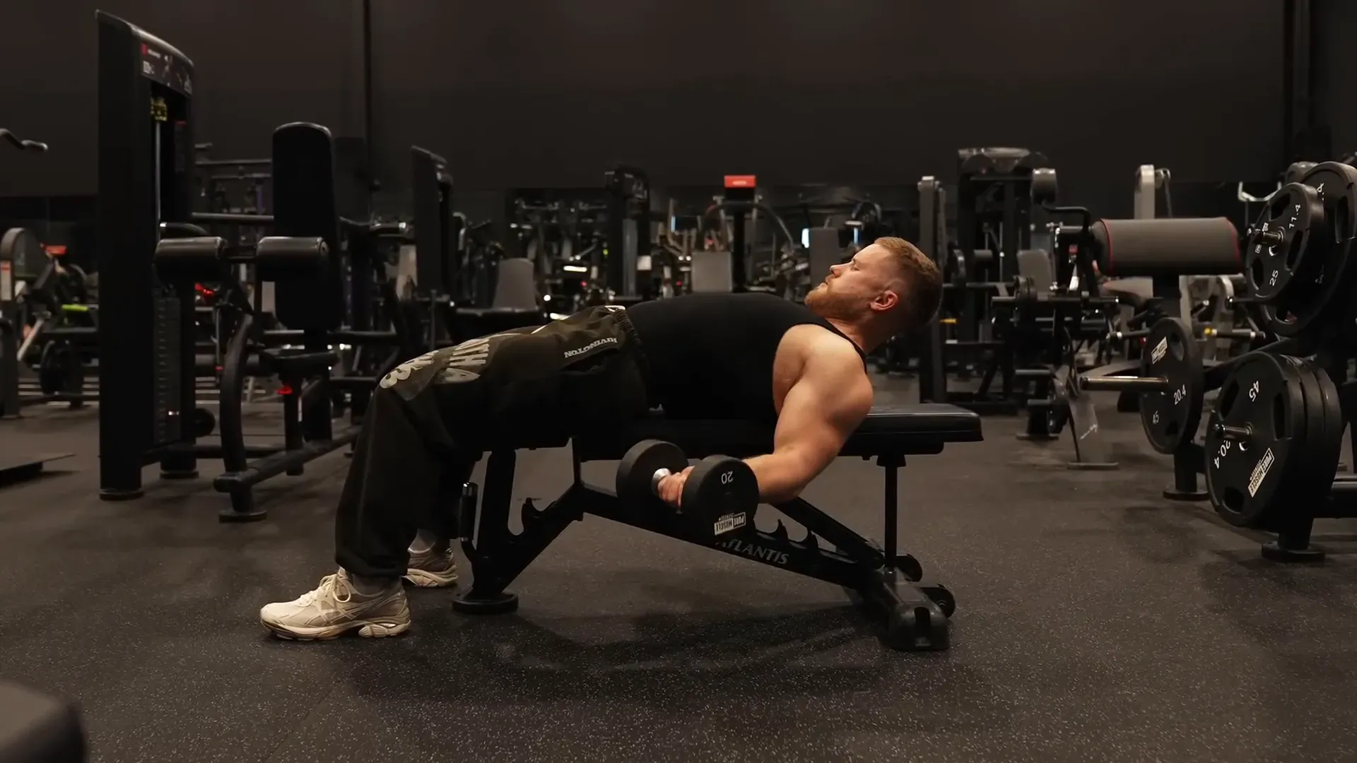 Lying dumbbell curl demonstration