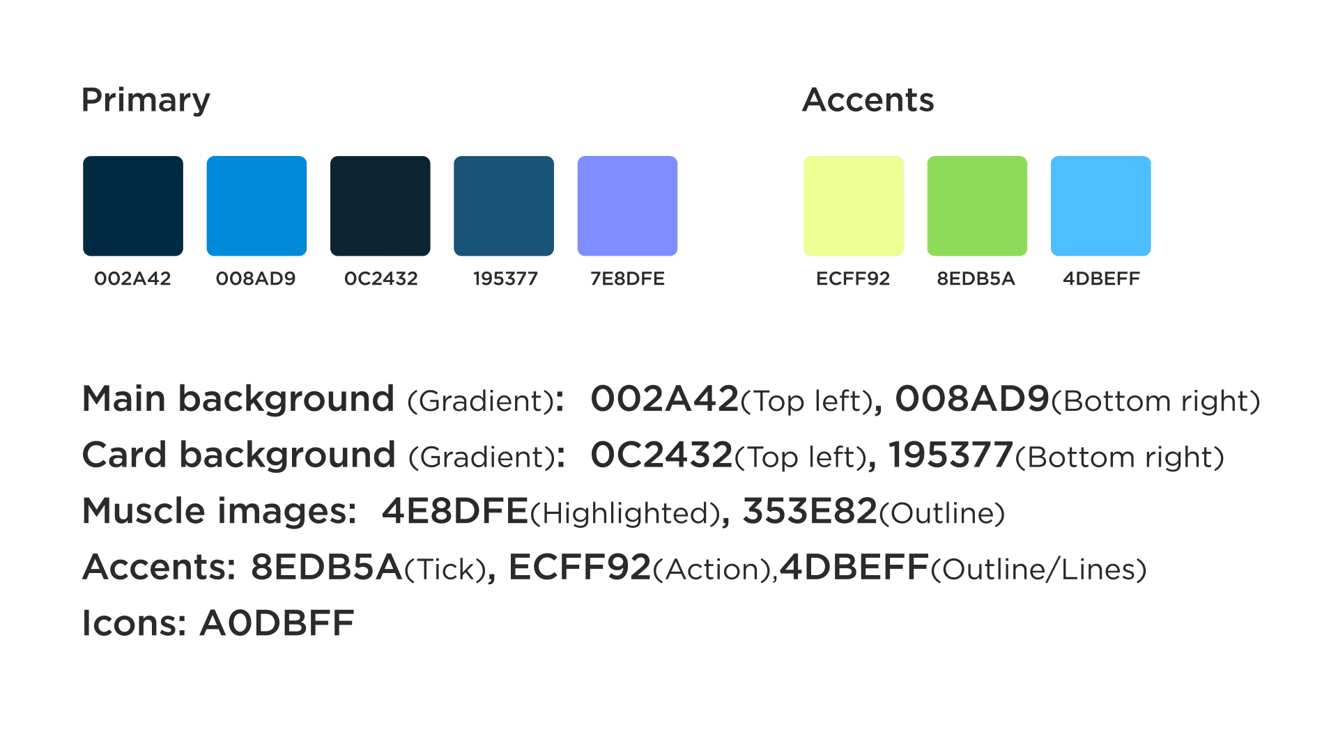 Dr. Muscle app color palette 2