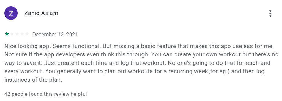 Fitbod app store review cannot save workout